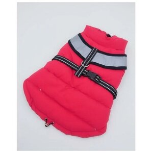 Куртка для собак со светоотражающей шлейкой, размер 18 (ДС 40, ОГ 50, ОШ 38), розовая