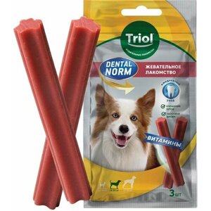 Лакомство для собак средних пород Тriol Dental Norm Палочки жевательные с витаминами 3шт 75г