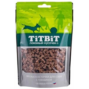 Лакомство для собак Titbit Косточки мясные / натуральные собачьи лакомства для дрессировки с говядиной / жевательные вкусняшки для животных 145г
