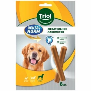 Лакомство для собак Triol DENTAL NORM для собак крупных пород "Палочки жевательные", 240г (уп. 6шт.)
