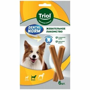 Лакомство для собак Triol DENTAL NORM для собак средних пород "Палочки жевательные", 150г (уп. 6шт.)