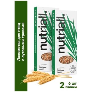 Лакомство Nutriall Зерновые палочки для птиц с луговыми травами 2 упаковки, 6 шт