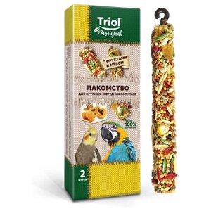 Лакомство Triol Original для крупных и средних попугаев с фруктами и мёдом , 55г,в упаковке 2шт)