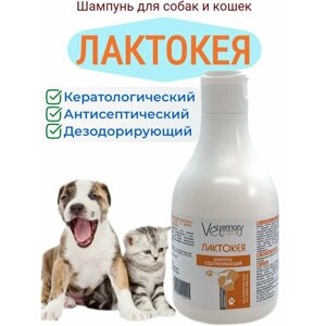 Лечебный антисептический шампунь Лактокея для собак и кошек, 240 мл.