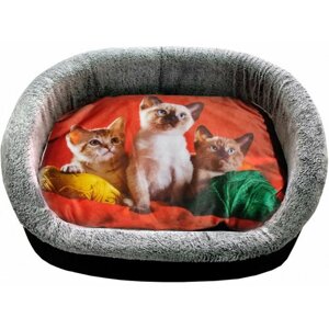Лежак для кошек PerseiLine Rich Breed Дизайн № 3 принт 2 овальный 44 х 33 х 16 см (1 шт)