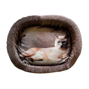 Лежак для кошек PerseiLine Rich Breed Дизайн № 6 принт 1 овальный 67 х 49 х 16 см (1 шт)
