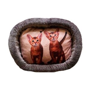 Лежак для кошек PerseiLine Rich Breed Дизайн № 6 принт 11 овальный 67 х 49 х 16 см (1 шт)