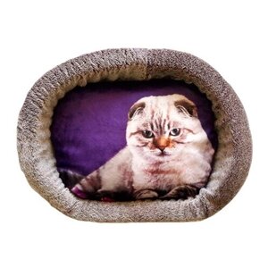 Лежак для кошек PerseiLine Rich Breed Дизайн № 6 принт 4 овальный 67 х 49 х 16 см (1 шт)