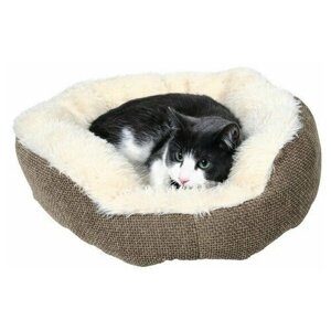 Лежак для кошки Yuma, ф 45 см, коричневый/белый
