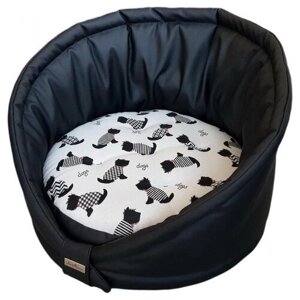 Лежак для собак и кошек AntePrima Tortellino 50х46х10 см 50 см 46 см круглая белый/черный собачки 10 см