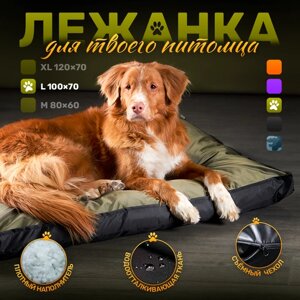 Лежанка антивандальная для крупных собак и кошек 100*70 см Хаки олива / черный