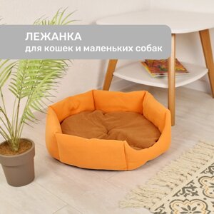 Лежанка для кошек и собак мелких пород, с двусторонней подушкой, оранжевая / ZooMoDa
