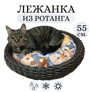 Лежанка для собак и кошек, с подушкой, 55 см, венге
