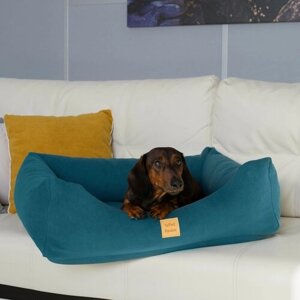 Лежанка для собак и кошек со съемным чехлом IvPetRoom Comfort M 70x60 микровелюр бирюзовый