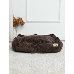 Лежанка для собак со съемной подушкой, для средних пород, размер 80х60х15, мебельный велюр