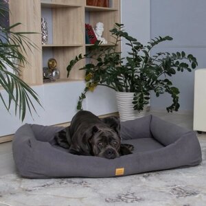 Лежанка для собак со съемным чехлом IvPetRoom Comfort XL 120x90 микровелюр серый