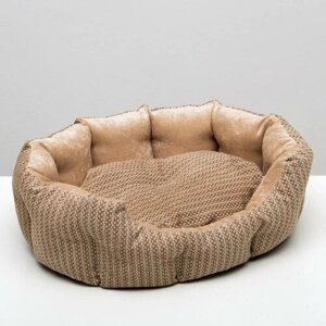 Лежанка для животных, мебельная ткань, холлофайбер, 50 х 40 х 15 см, в коричневых оттенках
