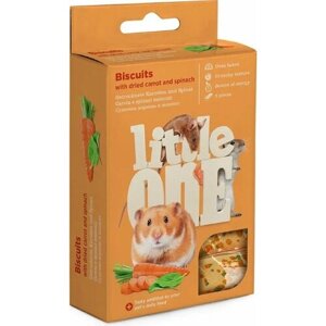 Little One Бисквиты для хомяков, крыс, мышей и песчанок Сушеная морковь и шпинат (2 штуки)