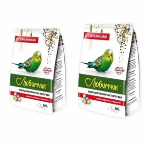 Любимчик корм для волнистых попугаев с витаминами,500 г , 2шт