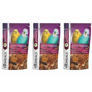 MIKIMEALS Корм сухой для волнистых попугаев в период линьки Зерновая смесь, 400 г, 3 уп