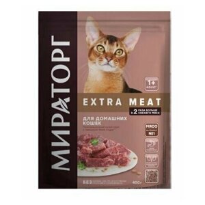 Мираторг Winner EXTRA MEAT 400гр х 5шт, полнорационный сухой корм с говядиной Black angus для домашних кошек старше одного года 400 г