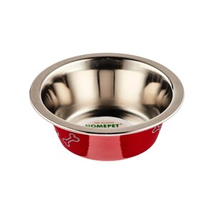 Миска для домашних животных HOMEPET Color Косточки 0,25 л металлическая красная