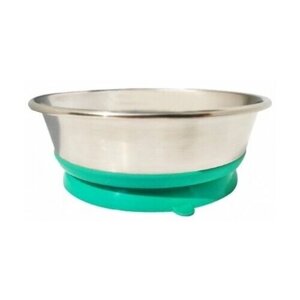 Миска для домашних животных HOMEPET Premium 0,45 л металлическая на зеленой силиконовой подставке с присоской