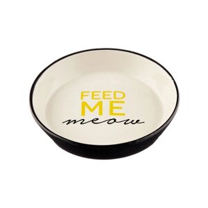 Миска для кошек керамическая DUVO+Feed Me Meow", чёрно-белая, 13.8см/180мл (Бельгия)