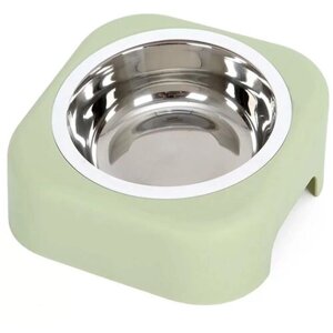 Миска для животных TailsTime / для кошек и собак / Пластиковое основание /Чаша с уклоном нержавеющая сталь для еды и воды