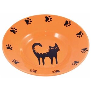Миска керамическая-блюдце для кошек, оранжевая 140 мл 211161, 0,242 кг, 46485