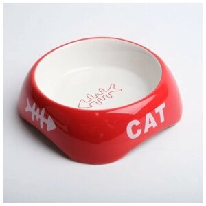 Миска керамическая Cat 170 мл для кошек и собак красная