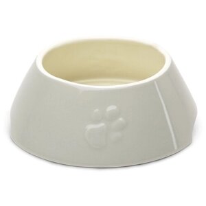 Миска керамическая для длинноухих пород собак SCRUFFS "Icon Eared", светло-серая, 21x21x8.5см, 1300мл (Великобритания)