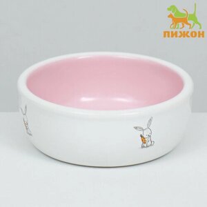 Миска керамическая для кроликов 200 мл 10 х 3,7 см, розовая/белая 9942194