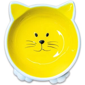 Миска Mr. Kranch керамическая Мордочка кошки на ножках 100 мл желтая