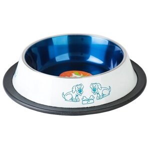 Миска Пижон с нескользящим основанием декоративная цветная для собак 230 мл 0.23 л белый/синий 1 15.5 см 4 см 16 см