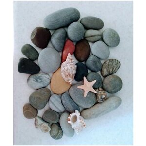 Морская галька цветная /природный камень /грунт для аквариума 1 кг