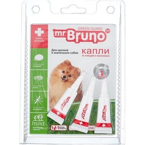 Mr. Bruno капли от блох и клещей Green Guard для щенков и мелких собак 3 шт. в уп., 1 уп.