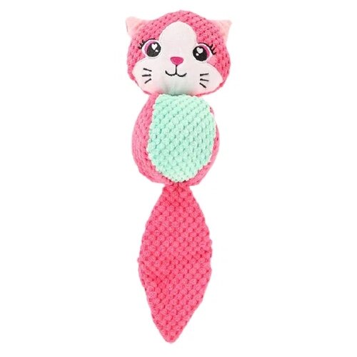 Мягкая игрушка для собак с пищалкой, Кошечка розовая 20 см