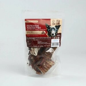 Мясной микс 7 в 1, лакомство для собак Pet Lab: трахея, легкое, вымя говяжье, свиной хрящ, пятак, филе индейки, ухо кролика, 100 г. (комплект из 3 шт)