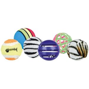 Набор игрушек для кошек и собак TRIXIE Set of Toy Balls (4523), разноцветный, 6шт.