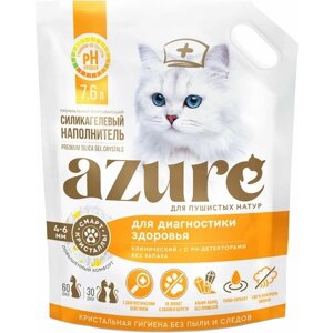 Наполнитель Azure для кошачьего туалета силикагелевый, впитывающий, кристаллический, для диагностирования здоровья, с ph-детекторами, без запаха 7,6 л.