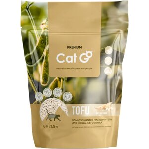 Наполнитель Cat Go TOFU для кошачьего туалета, комкующийся, растительный, без запаха, 2,5 кг (6 л)