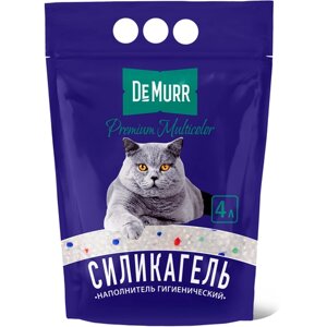 Наполнитель 'Demurr Premium' для кошачьего туалета силикагелевый с цветными гранулами 4 л