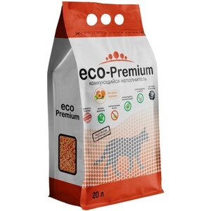 Наполнитель для кошачьего туалета комкующийся древесный с запахом персика ECO-Premium, оранжевый 20,2 кг, 55 л