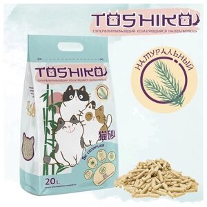 Наполнитель для кошачьего туалета комкующийся древесный Toshiko натуральный без запаха, 7,6 кг 20 л