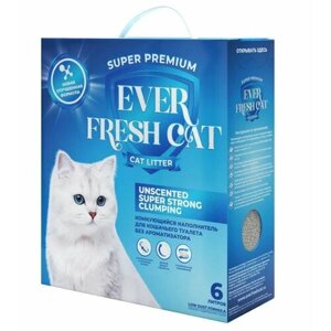 Наполнитель для кошачьего туалета комкующийся Ever Fresh Cat Без запаха бентонитовый, 6 л SuperPremium