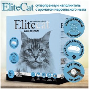 Наполнитель для кошачьего туалета комкующийся с ароматом мыла EliteCat "Soaply", 6л