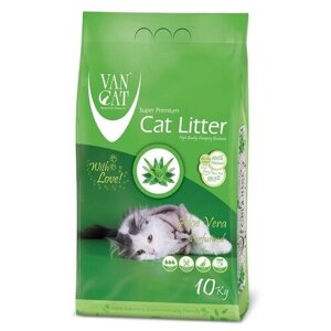 Наполнитель для кошачьего туалета VAN CAT ALOE VERA наполнитель комкующийся для туалета кошек с ароматом алоэ вера (10 кг)