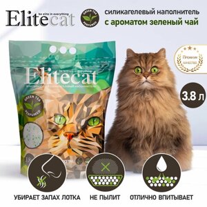 Наполнитель для кошачьего туалета впитывающий ELITECAT "Chrysolite Crystal Green Tea", с ароматом зеленого чая, силикагель, 3.8л