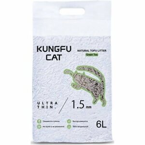 Наполнитель для кошачьих туалетов Kungfu Cat Зеленый чай комкующийся соя зеленый чай 2,6 кг 6 л